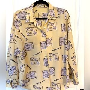 Vintage Blouse with Ocean Maps NWOT 🌊 🧭 🗺️
